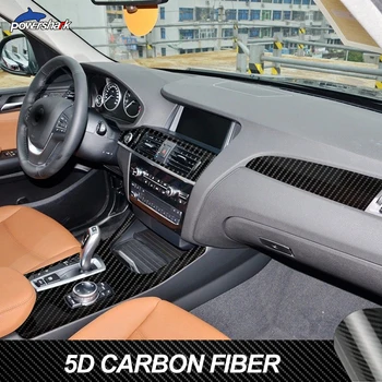 Automašīnas salona Apdare aizsargplēvi Konsoles Rīkiem Anti Scratch 5D Oglekļa Šķiedras Vinila Uzlīmes Attiecībā uz BMW X3 F25 X4 F26 Piederumi
