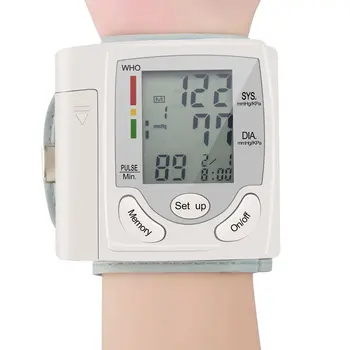 Automātisko Ciparu LCD Displejs Rokas Asins Spiediena Monitoru, Ierīces Sirdsdarbības Ātrums Pulsa Mērītājs Pasākums Kamertonis Balts Monitors