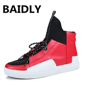BAIDLY Rudens/Ziemas High Top Vīriešiem Sneaker Modes Gadījuma Kurpes Vīriešu Ādas Kurpes Hip Hop Vīriešu Zābaki Apavi Chaussure Homme