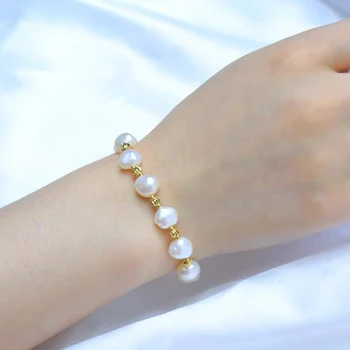 BaroqueOnly Zircon sirds kulonu, pērļu rokassprādzes naturanl nelegālo saldūdens pērļu baltā ģeometriskās pērles HI