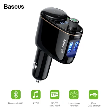 Baseus FM Raidītāju, Bluetooth V4.2 Auto MP3 Audio Atskaņotājs, Brīvroku Zvanīšana Modulators LCD Displejs 5V3.4.A Dual USB Automašīnas Lādētājs