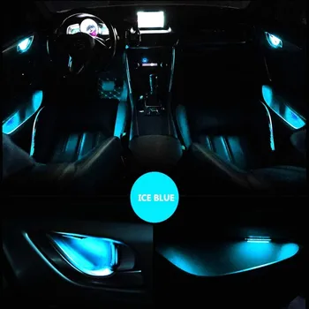 BeCar 4GAB Automašīnas salona Atmosfēru, ņemot vērā Iekšējo Auto Durvju Rokturi, Dekoratīvie Rīkoties Bļodas LED Gaismas 6 Krāsas Dekoratīvās Lampas