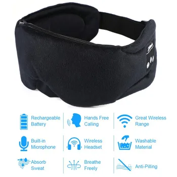 Bezvadu Bluetooth Stereo Austiņas Miega Maska Tālrunis Galvas stīpa Mīksta Austiņas Miega Acu Maska Mūzikas Austiņas ar Mic pa Tālruni