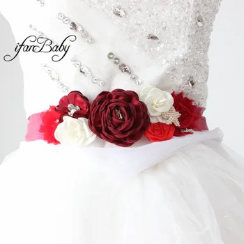 Bordo vērtnes jostas Beach Ziedu Vērtnes par Līgavas kāzas ar rhinestone ziedu galvas Sievietēm grūtniecības un Dzemdību jostu
