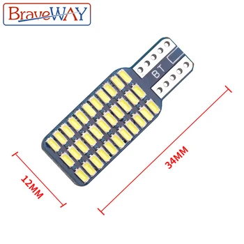 BraveWay 10PCS LED T10 192 194 168 W5W LED Spuldzes 33 SMD 3014 Auto Aizmugurējie Lukturi Dome Lukturis Baltā DC 12V Canbus Bez Kļūdām