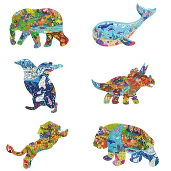 Bērniem trīsdimensiju Dzīvnieku Koka Puzzle Nelegālo 3D Puzzle Bērniem Dāvanu Izglītības Mācību Rotaļlietas, Mājas Rotājumi