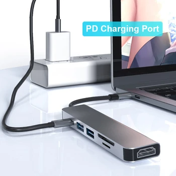 C tipa HDMI-compatibleHub USB C PD 87W Doks USB 3.1 Sadalītāja USB-C Elektroenerģijas Piegādes Piederumi MacBook Pro Huawei Mate P20