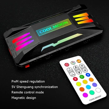 COOLMOON RGB Kontrolieris PWM 4Pin 5V 3Pin ARGB Ventilators PC Gadījumā Tālvadības Šasijas Kontroles Smart Viedās Tālvadības RGB Kontrolieris