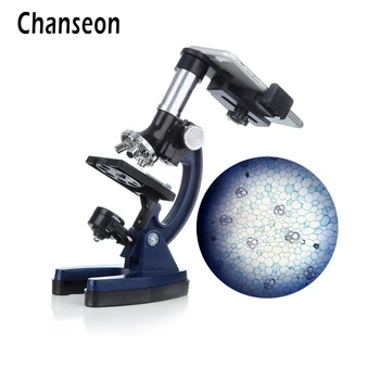 Chanseon 100X 600X 1200X Mikroskops Bērniem Studentiem Dāvanu LED Metāla karkass, Optisko Objektīvu Studentu Bioloģisko Mikroskopu Stāvēt