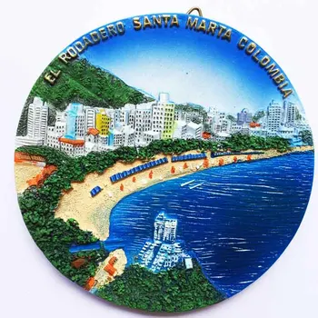 Columbia jūrmalas tūrisma pilsētas Santa Marta tūrisma suvenīru stereoskopiskās dekoratīvās disku