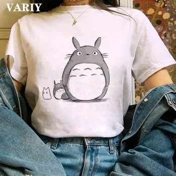 Cute Anime Grafiskā Totoro Studio Ghibli T Krekls Sievietēm Harajuku Kawaii Miyazaki T-krekls 90s Tshirt Modes Top Lakrosa Sieviešu