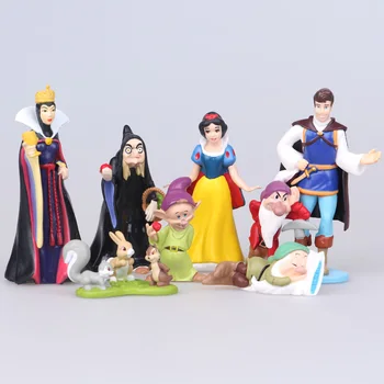 Disney Jaunu 8pcs/set Septiņi Rūķīši Un Princess Snow White PVC Rīcības Attēls Lelle Kūka Rotaļlieta, Ainavu Dekors Dzimšanas dienas Dāvanas