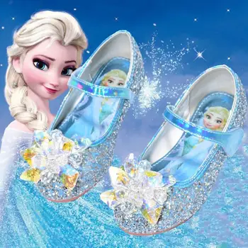Disney Modes Saldēti Princese Aisha Kurpes Meitenēm Soft-soled Vienas Kurpes Sequined Plakanu Dibenu, Meitenes Sniegumu Deju Sandales