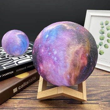 Dropship 3D Print Star Mēness Lampas Krāsains Mainīt Touch Mājas Dekori Radošo Dāvanu Zvaigžņotām Debesīm USB LED Nakts Gaisma Galaxy Lampas