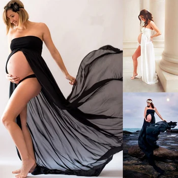Dzemdību foto aksesuāri maxi kleita Grūtniecības Drēbes Mežģīnes Maternitātes Kleita šaušanas foto vasaras grūtniecēm Strapless kleita