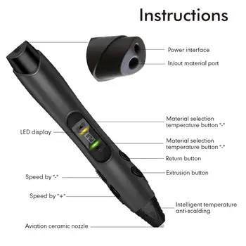 Enotepad 3D Pildspalva atbalsta ABS TAA 1,75 mm smart 3d zīmēšanas pildspalvas ar Kvēlspuldzes LED Displejs, lai Bērniem dāvanas