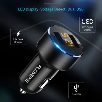 FLOVEME 3.6 Auto Fast Charger Dual USB piepīpētāja LED Ciparu Displejs Universālā 18W Automašīnas mobilā Telefona Lādētāja Adapteri Auto