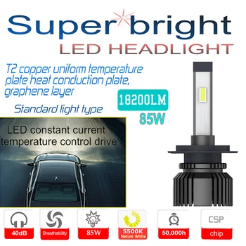 FX-H7 LED Auto Lukturu Spuldzes, mini izmērs 85.W 5500K 18200Lm, H1, H3, H4/HB2 9005 HB3 9006 HB4 H11/H8/H9 880 881 H27