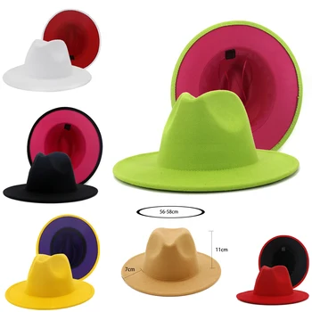 Fedorat cepuri jauktu krāsu Džeza kovboju cepures, cepure, sieviešu un vīriešu ziemas vīriešiem, cepurīte, sarkana ar melnu vilnas katliņš cepuri vairumtirdzniecība