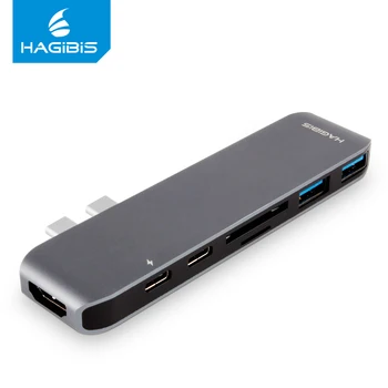 Hagibis 7-in-1 Dual USB-C HUB Tipa C Adapteris USB-C SD/TF Karšu Lasītājs, HDMI-saderīgam PD Uzlādes 4K HD MacBook Pro datorā U