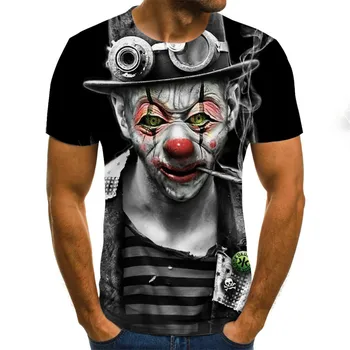 Hip-hop klauns T-krekls vīriešiem un sievietēm visu maču nevaibstieties 3D drukāšanas šausmu modes gadījuma īsām piedurknēm vīriešu T-krekls