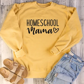 Homeschool Mama sporta krekls sieviešu modes tīras kokvilnas gadījuma mātes dienas dāvanu grunge tumblr saukli puloveri jauniešu hipster topi