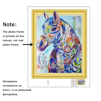 Huacan Dimanta Glezna Krustdūrienā Zirgu Īpašas Formas Dimanta Izšuvumi Dzīvnieku 5D Kārtas Urbt Priekšstatu Par Rhinestone 40x50cm