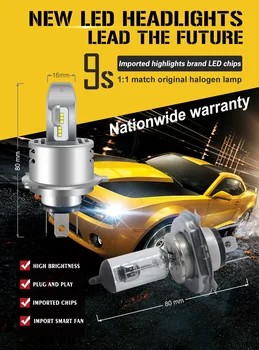 Ideāls Gaismas Formas Auto Auto Vehicule Ampoule H4 Hi/Lo Bezvadu 9S LED Lukturu Conversion Kit 6500K LumiledsLuxeon ZES Mikroshēmas