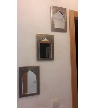 Iegravēts Misiņa Spogulis - 6 Izmēri - Arābijas Loka Dizains - Zelta vai Sudraba