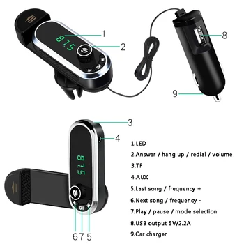 JINSERTA Hands Free Bluetooth Bezvadu FM Raidītājs TF AUX Modulators ar Automašīnas Komplektu, MP3 Atskaņotājs, Gaisa ventilācijas Turētāja Stends, Auto Telefona Turētājs