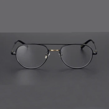 Japānas Zīmola Dizaina Izmēģinājuma Ultravieglajiem Titāna Briļļu Rāmis Vīriešu, Sieviešu Vintage Laukumā Dubultās Staru Recepšu Brilles