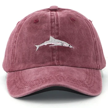 Jaunas haizivs izšuvumi beisbola cepure vīriešiem kokvilnas mazgā hip hop tētis cepures sieviešu izliektas sporta cepure snapback cepures visas atbilstošās