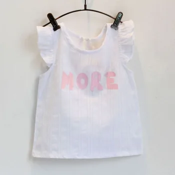 Jauns Bērnu apģērbu komplekti meitenēm Lidot piedurknēm Ziedu Kokvilnas krekls + šorti summer set sporta jostas print drēbes vēstuli