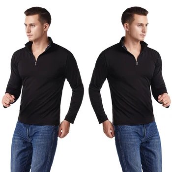 Jauns vīriešu T-krekls garām piedurknēm V-veida kakla rudens zemāko krekls T-krekls topi ar augstu elastīgo fitnesa, slim sporta