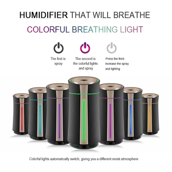 Jaunu 1100ML Gaisa Ultraskaņas gaisa mitrinātāju, USB Difuzoru Aromātu, Ēterisko Eļļu Un 7 Krāsu LED Nakts gaisma Atdzist Migla Gultām Humidificador