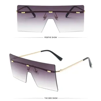 Jaunu 2021 Lielgabarīta Saulesbrilles Sieviešu Retro Vintage Metāla, Saules brilles Luksusa Zīmolu Dizains bez apmales Brilles oculos de sol feminino