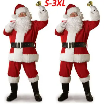 Jaunu 5GAB Uzvalks Ziemassvētki Ziemassvētku Santa Klausa Tērpu Pieaugušo Tērpiem Iedomātā Plus Kleita Plus Izmērs S-3XL