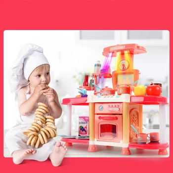 Jaunu Bērnu Rotaļu Virtuves Simulācijas Virtuves Rotaļlietas Gaismas/Mūzikas Dinnerware Izlikties, Spēlēt Gatavošanas Tabulu Bērniem Dāvanu cozinha infantil