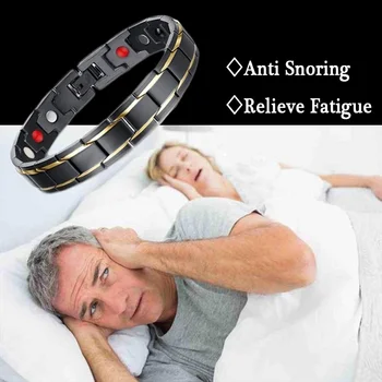 Jaunu Karstā Vīriešiem Magnētiskā Terapija Aproce Classic Titāna Tērauda Anti-snoring Veselības Aprūpes Anti Krāc Rokas pulksteni Gulēt Krākšana