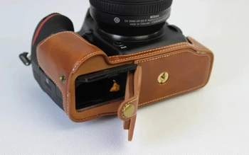 Jaunu PU Ādas Kameras Apakšā Lietu Segt Pusi Ķermeņa Komplekts Soma Nikon D500 Kamera
