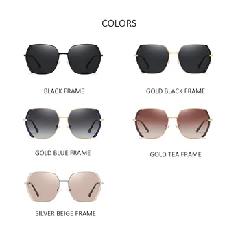 Jaunā Luksusa HD Polarizētās Sieviešu Saulesbrilles Modes lielizmēra metāla rāmis Dāmas Vintage Zīmolu Dizaina Sieviete, Sieviešu, Saules Brilles
