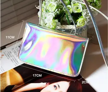 Karstā pārdošanas ! hologrammas lāzera sudraba soma sieviešu rokassomu ķēdes pleca soma sajūgs PU Mobilephone Monētas Soma Bezmaksas Piegāde