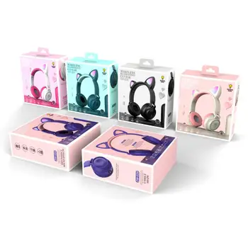 Kaķa Auss Bluetooth 5.0 Austiņas LED Trokšņa Slāpēšanas Meitenes Bērniem Gudrs Austiņas Atbalsta TF Karti Jack 3.5 mm Mikrofons Bezvadu Austiņas