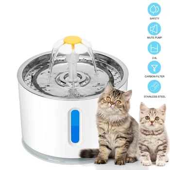 Kaķis Ūdens Strūklaka 2.4 L Automātiska Pet Ultra Quiet USB Suns Dzeramā Strūklakas Dzērājs Pakārtotā Bļodā Pet Dzeramā Strūklakas Dozatoru