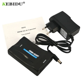 Kebidu HDMI-saderīgam Ar Scart signāla Pārveidotājs HD Uztvērējs adapteris pārveidotājs Telefons TV ar strāvas adapteri atbalsta 1080p AV
