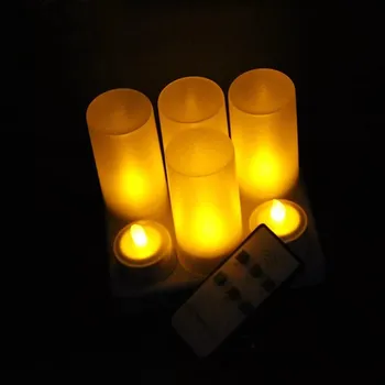 Komplekts no 6 LED svece Tālvadības Mirgo matēta atkārtoti Uzlādējams TeaLight Waxless Ziemassvētku Kāzu Puse, Mājas, Galda Dekori
