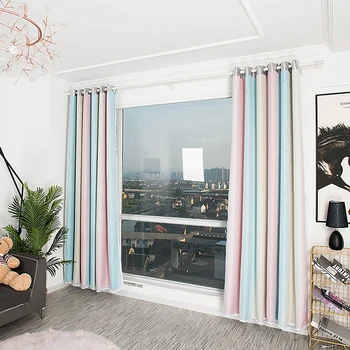 Krāsains Varavīksnes Skaisti Logā Aizkaru Dzīvojamā Istaba 3D Zils Rozā Poliestera Logu Ārstēšanu Elegants Guļamistabas Draps