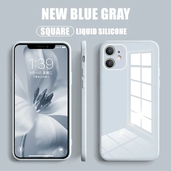 Kvadrātveida Rūdīts Stikls Lietā Par iPhone 11 Pro Max XS XR X Šķidruma Silikona Vāciņš iPhone SE 2020. gadam 7 8 Plus Triecienizturīgs Aizsardzība