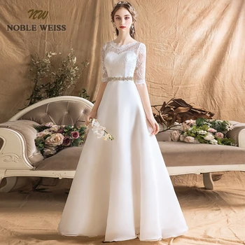 Kāzu kleitas, organza-line vienkāršu kāzu kleitu sexy grīdas-garums vērtnes līgavas kleitas ar pusi mežģīņu kāzu kleita