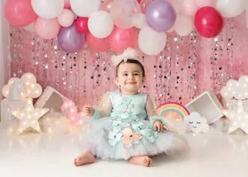 Kūka Sagraut 1. Dzimšanas dienu Fotogrāfijas Fons, Meitenes Rozā Spīdums Puse Fona Dekoriem Mazā Princese Baby Dušas Aksesuārus dod priekšroku